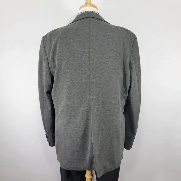 Chaps Men's Sport Coat Blazer Two‎ Button Charcoal Gray Polyester Blend Sz 48L